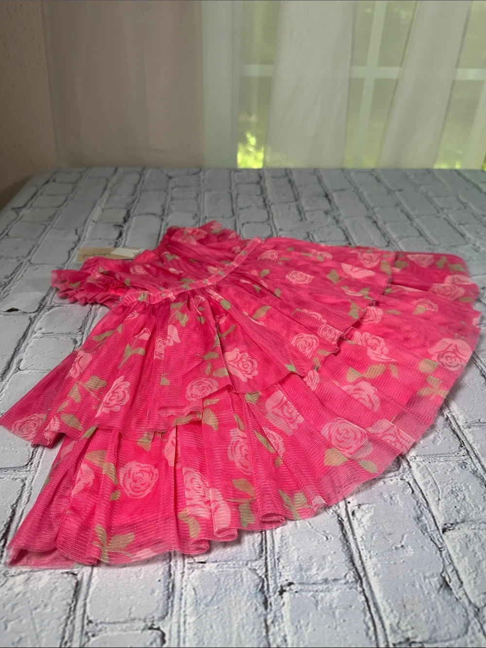 First Impressions Floral Tiered Dress with Diaper Cover Pink infant 3-6 months